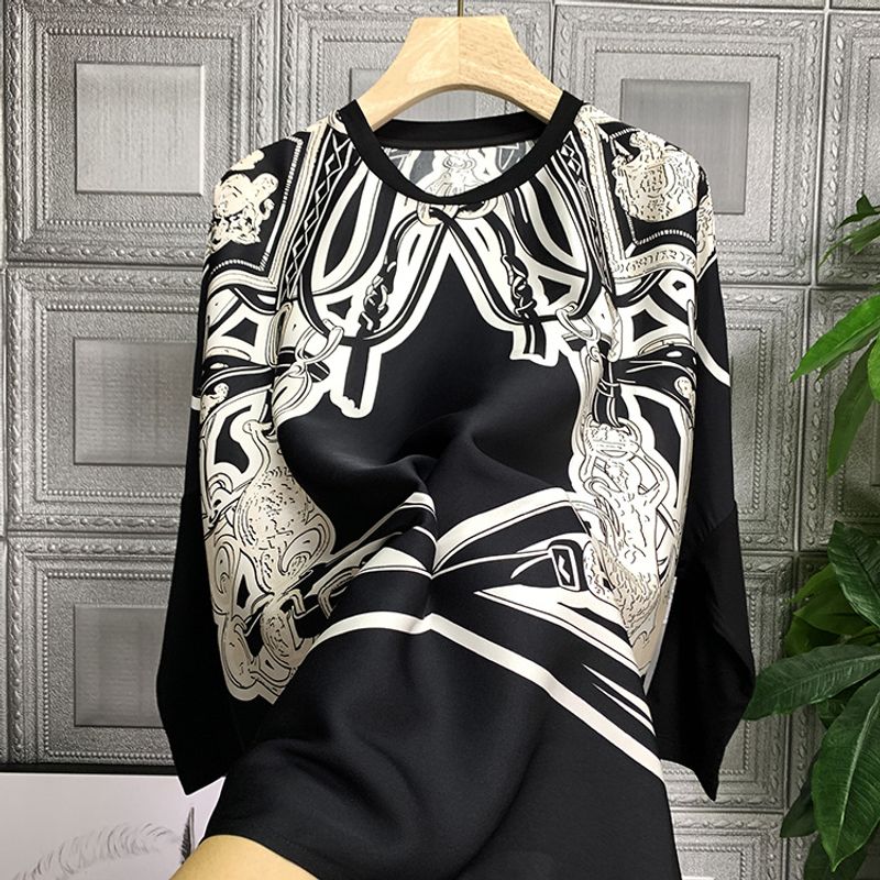 Blusa da donna in simil seta con maniche a pipistrello_voghion.com