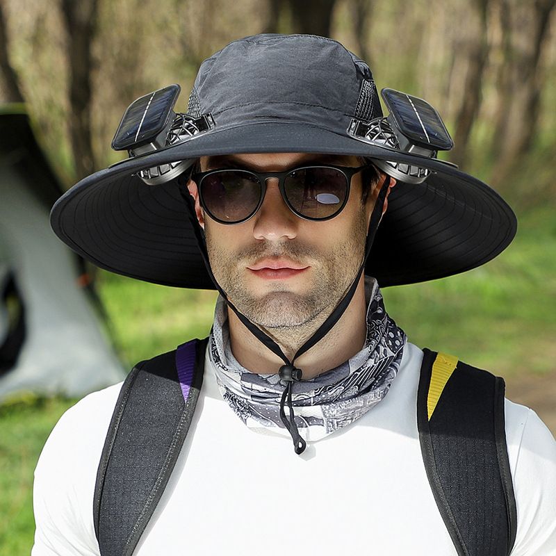 Double Fan Hat With Strong Wind Power Outdoor Fisherman Hat In Summer With Large Brim Sunshade And USB Charging For Long Battery Life_voghion.com