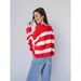 Trendy 3D Striped V-Neck Oversized Knit Cardigan – Long Sleeve Open Front Sweater For Women_voghion.com