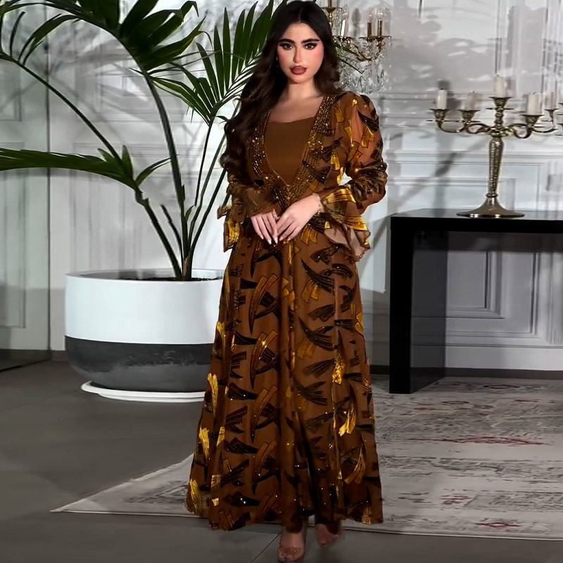 2025 Frühjahr und Sommer Neue Europäische Und Amerikanische Taille Krawatte Temperament Damen Party Robe Kleid_voghion.com