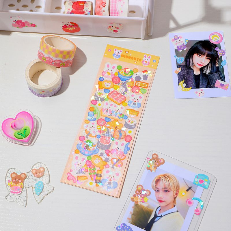 Adesivi creativi per cartoni animati laser, adesivi per carte fai da te, adesivi per decorazioni di manuali per studenti, adesivi carini per ragazze_voghion.com