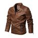 Men’s Premium Faux Leather Jacket – Stylish Biker Coat (Black, Espresso, Khaki, M-5XL)_voghion.com