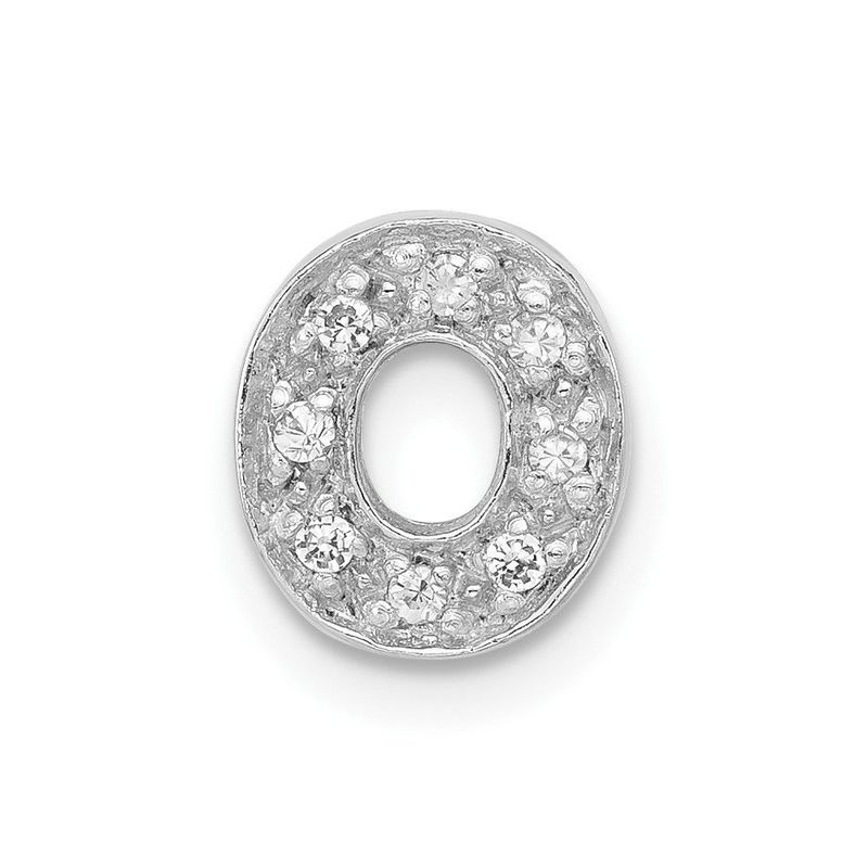 Sterling Silver Polished CZ Initial O Chain Slide Charm_voghion.com
