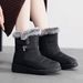 Women's High-Cut Winter Snow Boots With Faux Fur Lining, Waterproof Umbrella Fabric, PU Anti-Slip Sole, Adjustable Hook & Loop Closure (EU 36-45)_voghion.com