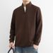 Men's Winter Long Sleeve Pullover Sweatshirt With Zip-Up Stand Collar, Casual Loose Fit Top For Trendy Urban Style_voghion.com