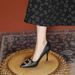 Black High-heeled New Plus Size Women's Shoes, Not Tiring For Feet. 3cm 5cm Rhinestone French Pointed Work Order Shoes_voghion.com
