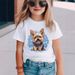 Gyerekruházat Lányok Aranyos Kisállat Aranyos Kölyökkutya Mintás környakú rövid ujjú póló_voghion.com