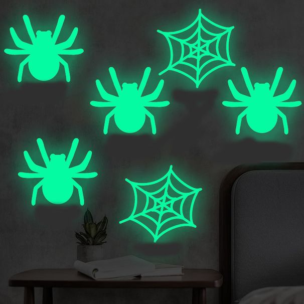 Glow In The Dark Halloween Wall Stickers - Spooky Spider Decals For Living Room & Bedroom, Self-Adhesive PVC Wall Art For Party Decor_voghion.com