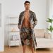 European and American style men's dressing gown, fashion ice silk bathrobe, loungewear set, pajama tide_voghion.com