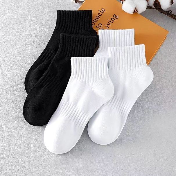 Women's SocksIn Black And White For Spring Thick Thread Deodorizing Sweat Absorbing Breathable Non Pilling High Elastic Sports Socks_voghion.com