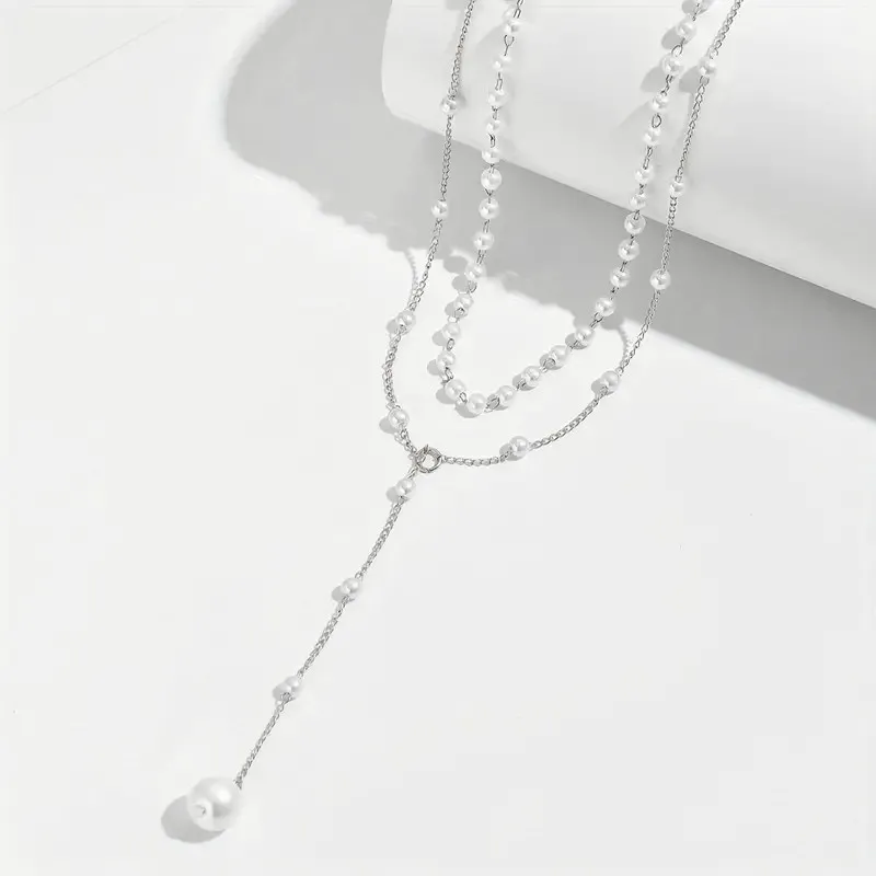 Biżuteria Moda Nowy naszyjnik z pereł Kobieca osobowość Naszyjnik z pereł w kształcie litery Y, frędzel, układanie, łańcuszek na obojczyk_voghion.com