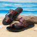 Leather New Summer Anti Slip Driving Casual Comfortable Large Men's Sandals_voghion.com