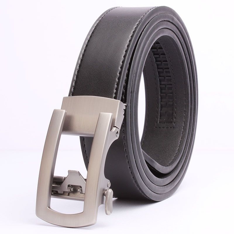 Cinturón de cuero para hombre, versátil, informal, con hebilla automática en forma de U y superficie suave._voghion.com