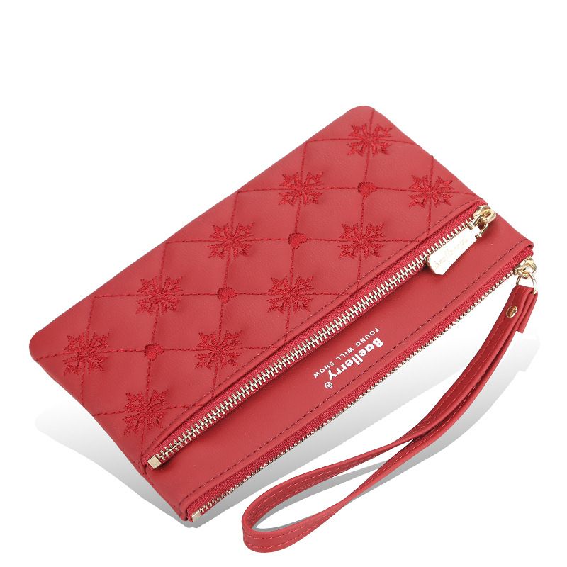 Damentaschen Damenbrieftasche Lange Stickerei Große Kapazität Reißverschluss Clutch Modische Brieftasche_voghion.com