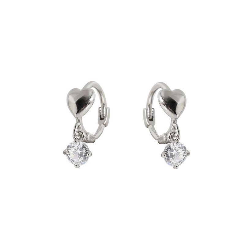 Sterling VENUS Sier Fashion Zircon Heart Earrings Ladies Light  Heart-shaped Temperament Earrings Jewelry            -shaped_voghion.com