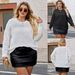 Women's Oversized Geometric Jacquard Sweater - Soft Deer Fleece Pullover With Loose Fit, Long Sleeve Round Neck Casual Knit Top For Streetwear Fashion_voghion.com