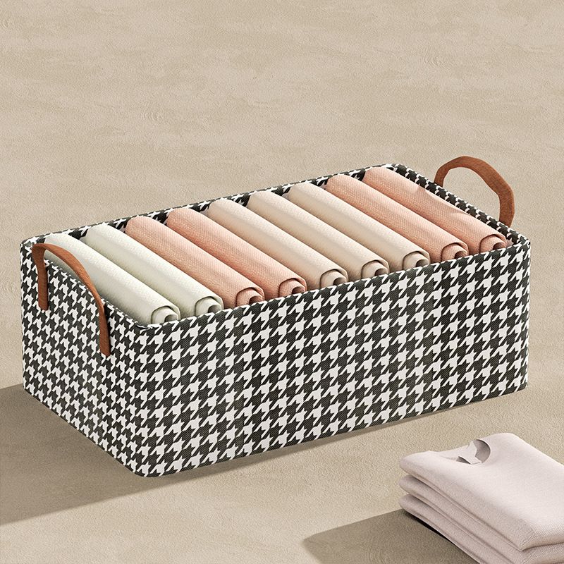Aufbewahrungsbox für Kleidung, Schlafsaal, Hahnentrittmuster, Kleiderschrank, Stahlrahmen, Aufbewahrungsbox, Hosen, Stoff, Aufbewahrungsbox, Aufbewahrungskorb_voghion.com