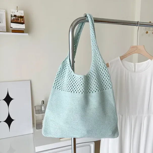 Borse a tracolla di grande capacità, alla moda, da donna, in tessuto cavo all'uncinetto, borse a mano, ecologiche, per la spesa._voghion.com