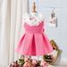 Mother Kids Summer New Girls Suits Small And Medium Sized Children's Baby Lace V Neck Bow Dress_voghion.com