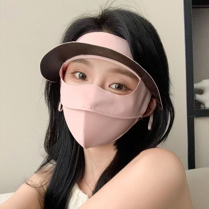 UPF50+ Full Face Sun Mask With Hood - Breathable Ice Silk UV Protection Face Cover Adjustable Summer Sun Shield For Outdoor Activities​_voghion.com