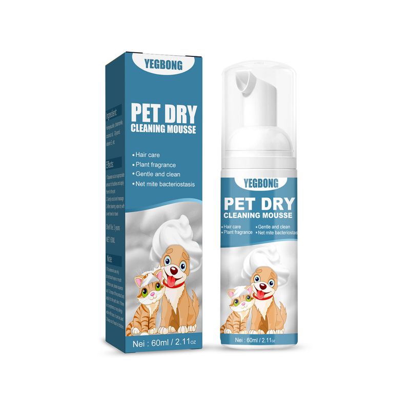 Gel de ducha en espuma para limpieza en seco de mascotas, champú antiácaros para perros y gatos, limpieza y desodorización sin agua_voghion.com