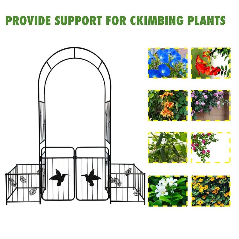 Metal Garden Arch Garden Arbor Trellis Climbing Plants Support Arch Outdoor Arch Wedding Arch Party Events Archway Black_voghion.com