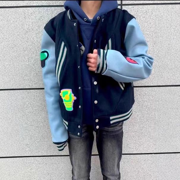 Varsity Baseball Jacket – Preppy Streetwear Bomber With Color-Block Design, Unisex Oversized Coat_voghion.com