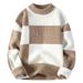 New color blocking sweater for men in autumn and winter, semi high neck knitted base sweater, men's thick warm wool clothes_voghion.com