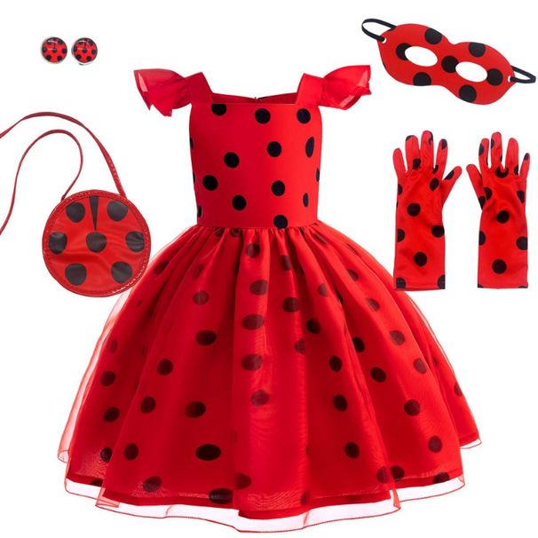 Vestito da coccinella per ragazze di Halloween, con maschera, piccola manica volante, per cosplay, abiti da principessa, festa di compleanno, spettacolo teatrale, costume per bambini_voghion.com