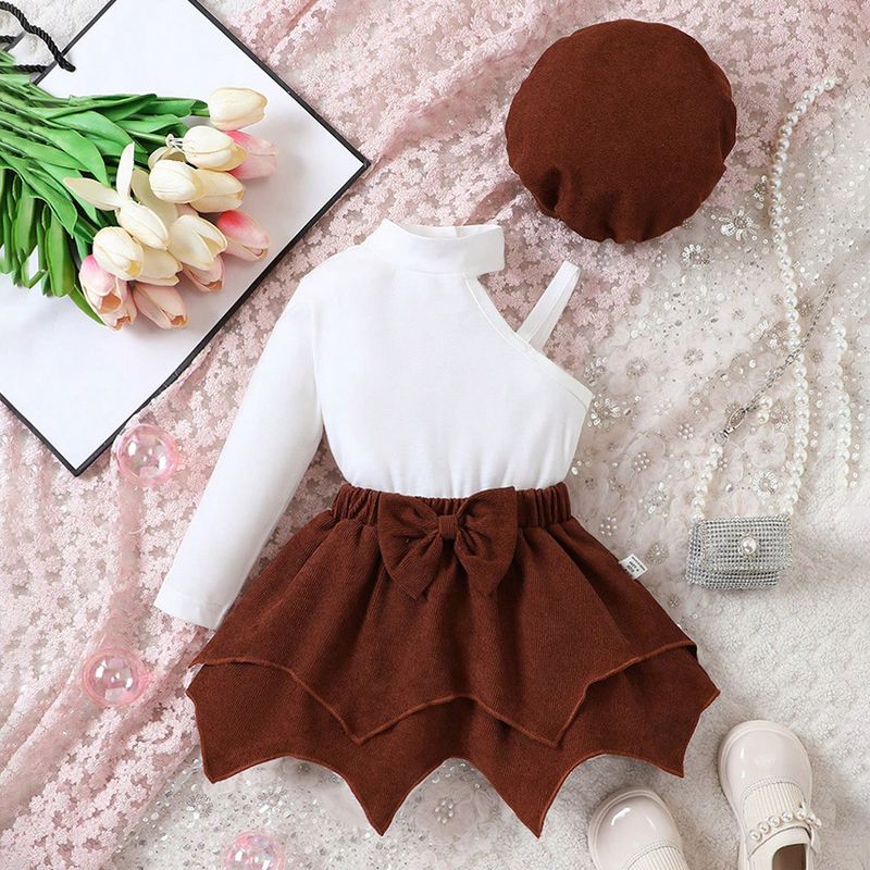 Mutter & KinderRetro Design Kinder A-Linie Rock Mädchen Rock Dreiteiliger Anzug Kinderkleidung Herbst und Winter Baby Mädchen Baby Rock Anzug_voghion.com
