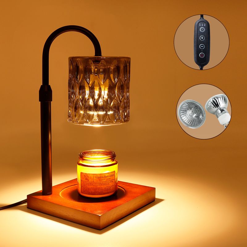 Vokssmeltende lampe Tidsindstillet dæmpning kan hæves og sænkes Sort vinglas Aromaterapilampe Soveværelsesdekoration Romantisk Røgfri_voghion.com