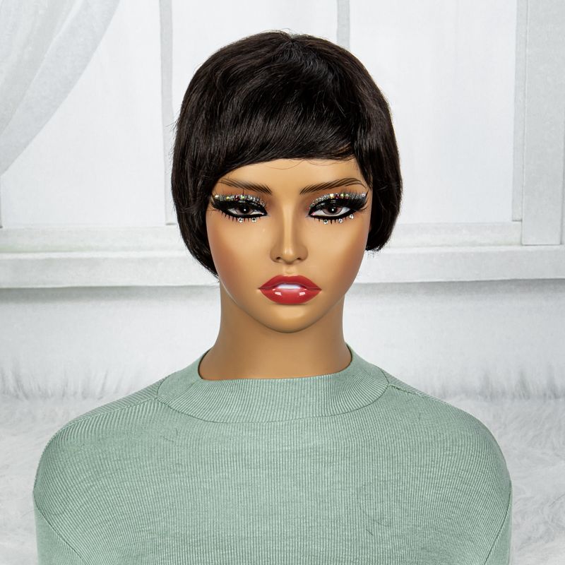 Περούκα 180% Pixie Cut Human Hair Περούκες Ανθρώπινων μαλλιών Περούκα με κτυπήματα φυσική κοντή μαύρη περούκα με στρώσεις κυματιστές διαφορετικού στυλ κοντές περούκες για γυναίκες_voghion.com