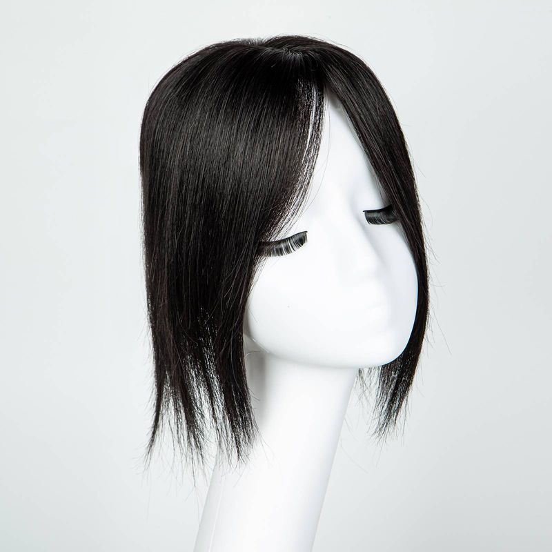 Echt haar Topper 8x12cm Rechte clip uit één stuk in hoofdsluiting met dikke stompe pony_voghion.com