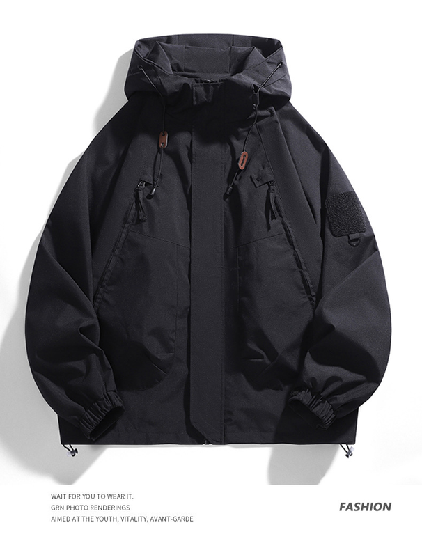 Veste coupe-vent ample américaine à capuche, unisexe, idéale pour le printemps et l'automne._voghion.com