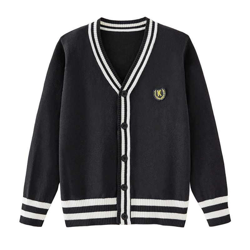 School Uniform Color Contrast Girls Sweater Cardigan Children's Spring And Autumn Coat Medium Children Knit Cardigan Boy_voghion.com
