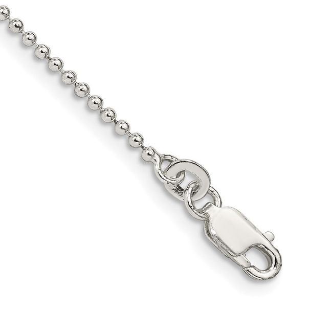 Sterling Silver 1.5mm Beaded Chain Anklet_voghion.com