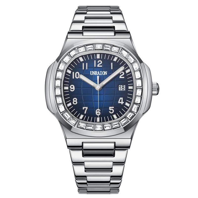 Grenade Men's Non-Automatic Mechanical Watch Diamond-Encrusted Nautilus Calendar Quartz Wristwatch_voghion.com