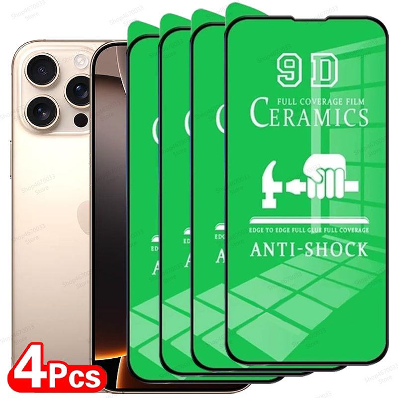 4PCS Clear Ceramic Film For IPhone 17 11 Pro Air 16e 15 14 16 Plus 13 12 Mini XS Max XR X 8 Screen Protector_voghion.com