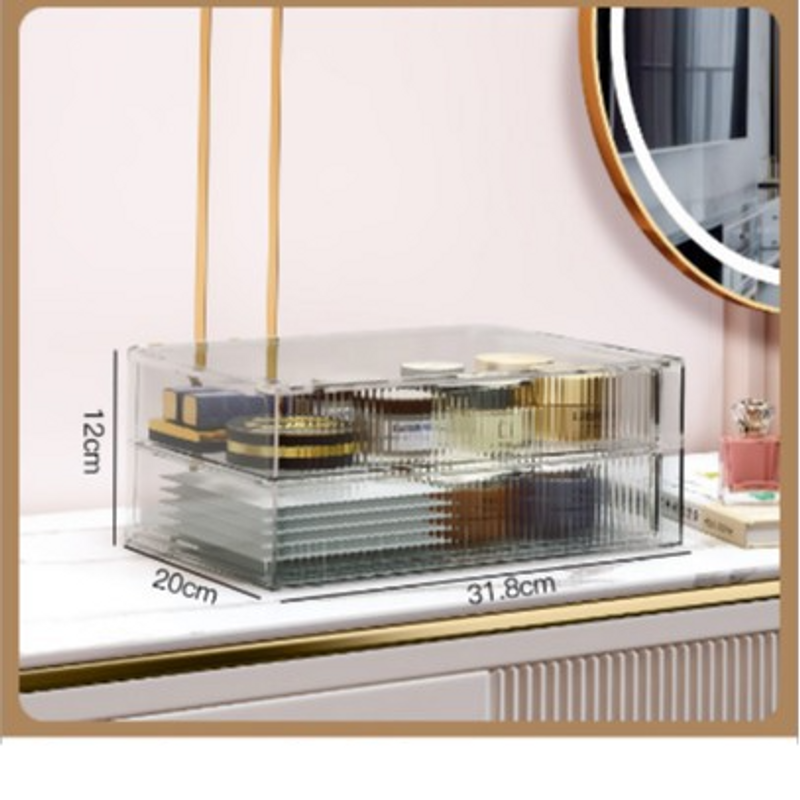 Desktop Drawer Style Cosmetics Storage Box Multi Layer High Grade Cream Style Lipstick Mask Lotion Dustproof Storage Basket_voghion.com