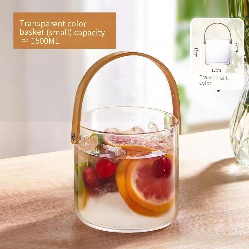 Glass Fruit Serving Basket With Dividers - Transparent Snack Bowl For Kitchen & Living Room (Multi-Compartment Ice Bucket Handled)​_voghion.com