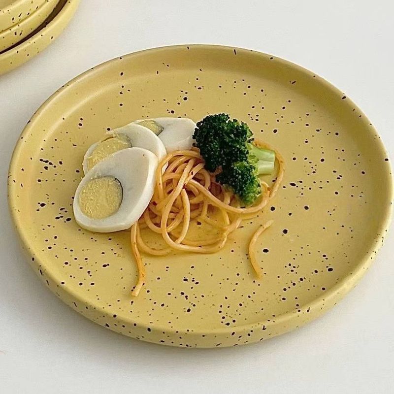 Scandinavian 20cm Matte Ceramic Plate - Textured Round Platter In Nordic Palette | Commercial-Grade Stoneware | Minimalist Dining Essential_voghion.com