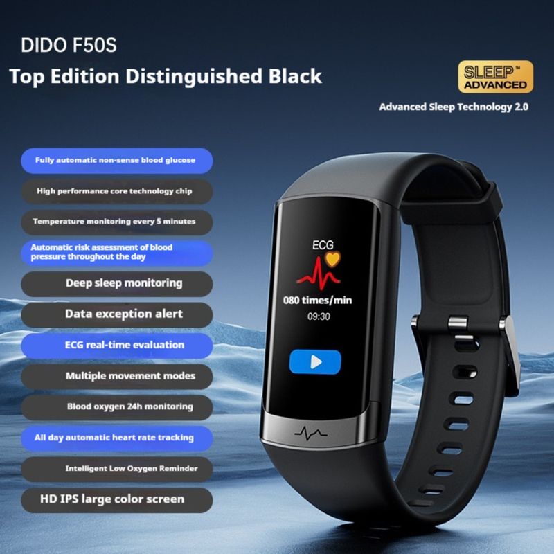 Dido Smart Glucose, bloeddruk, elektrocardiogram risicobeoordelingsarmband 24-uurs dynamische hartslag, bloedzuurstof, slaap_voghion.com