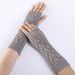 Solid Color Hollow Leaf Exposed Gloves For Women's Autumn And Winter New Mesh Warm Knitted Yarn Half Finger Arm Cover_voghion.com