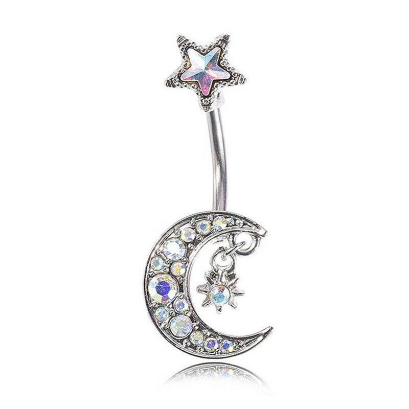 Beliebter Piercingschmuck von Moon And Star Diamond Bauchnabelpiercing Edelstahl Damen Exklusiv_voghion.com