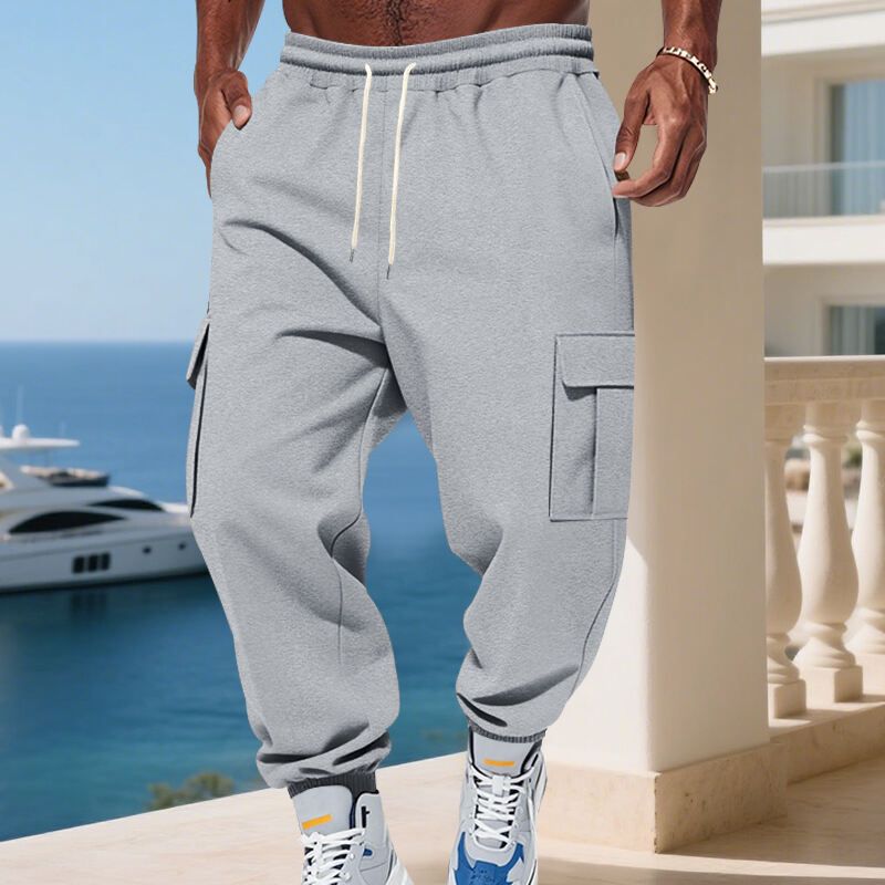 Cargo-Jogginghose mit Fleecefutter für Herren – Thermo-Arbeitshose mit verstellbarem Kordelzug und mehreren Taschen (S–3XL, 10 neutrale bis kräftige Farben)_voghion.com