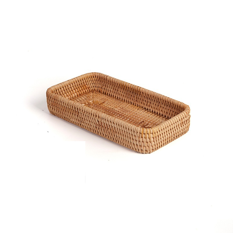 Rattan Tray Set (3-Piece) - Multi-Purpose Fruit & Snack Serving Tray For Tea Cups Candy Nuts - Handwoven Storage Organizer​_voghion.com
