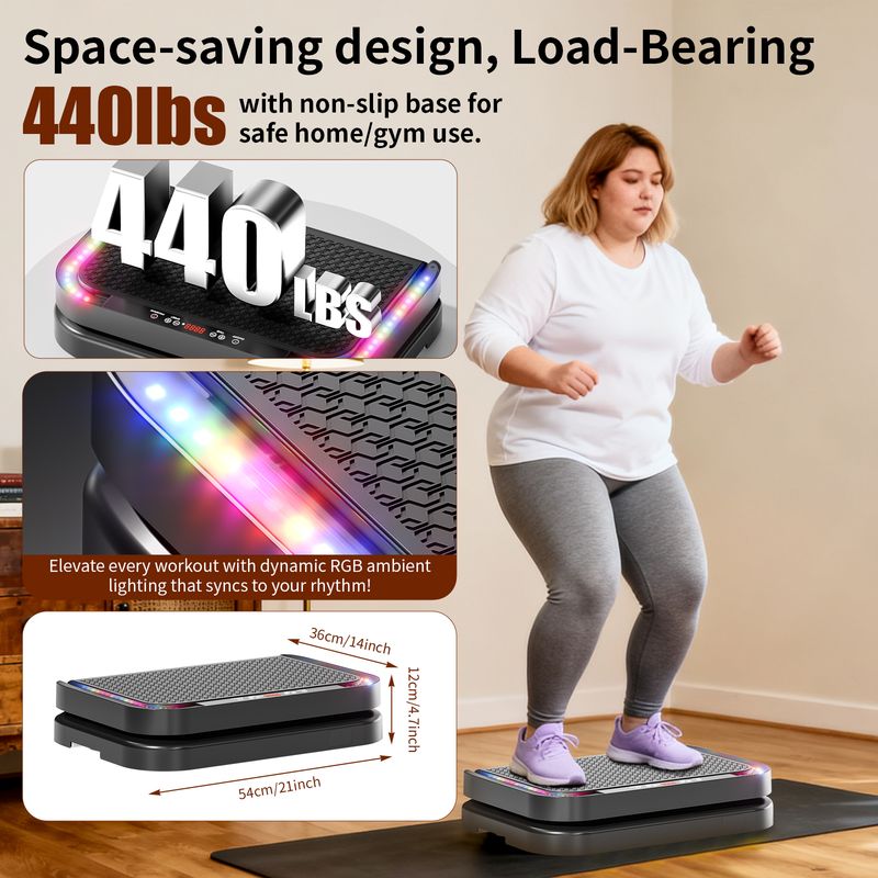 Vibrationsplatte Für Zuhause Doppelmotoren Für Abnehmen & Ganzkörpertraining - Massagegerät 440 LBS Kapazität - Home Workout Geräte_voghion.com