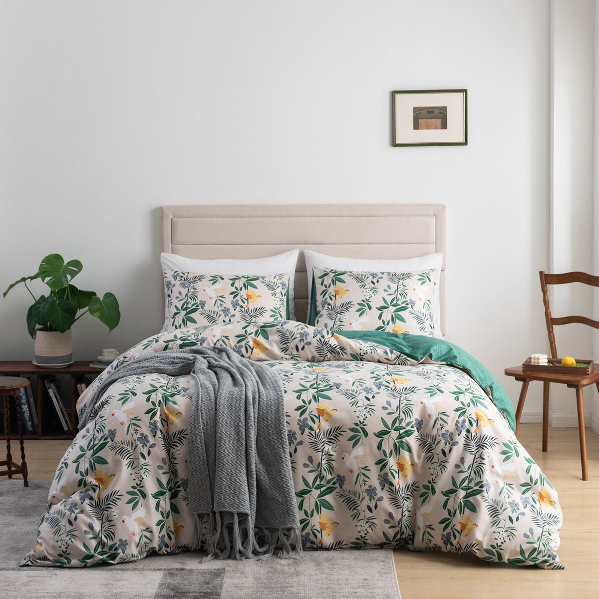 Lenjerie de pat textila pentru casa, husa plapuma matata, dimensiune imprimata, trei bucati pe pat_voghion.com