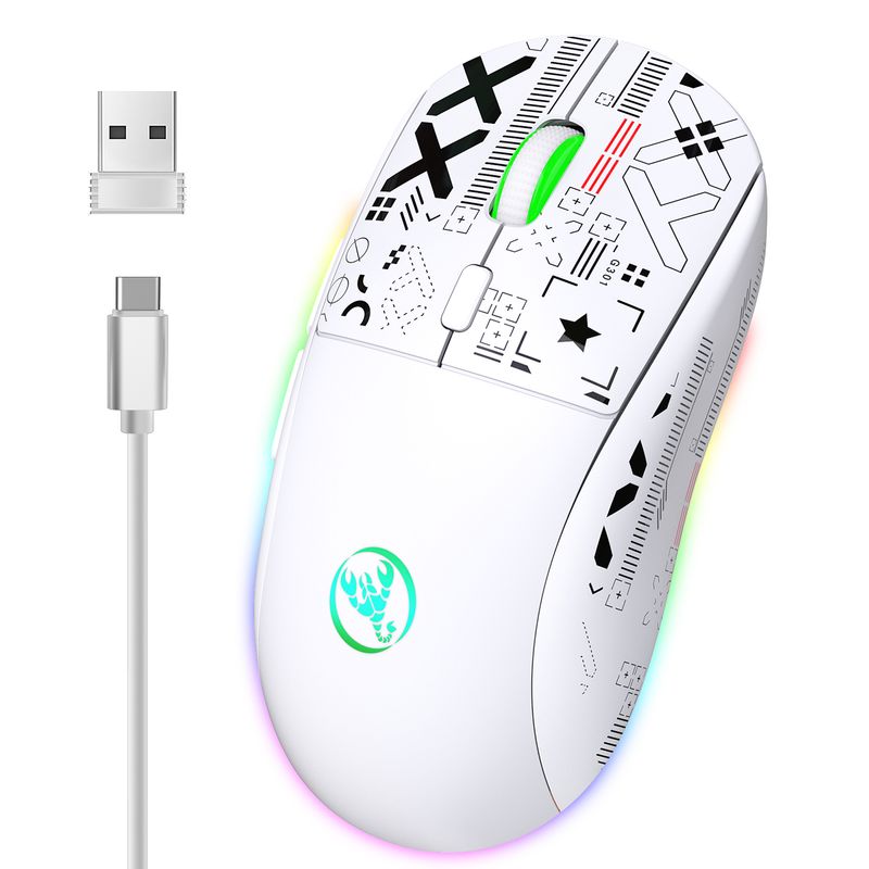 T90 2.4G Wireless Mechanical Gaming Ergonomic 10 Million Keystroke 3600DPI Mouse 11 RGB Lighting Modes Mice_voghion.com