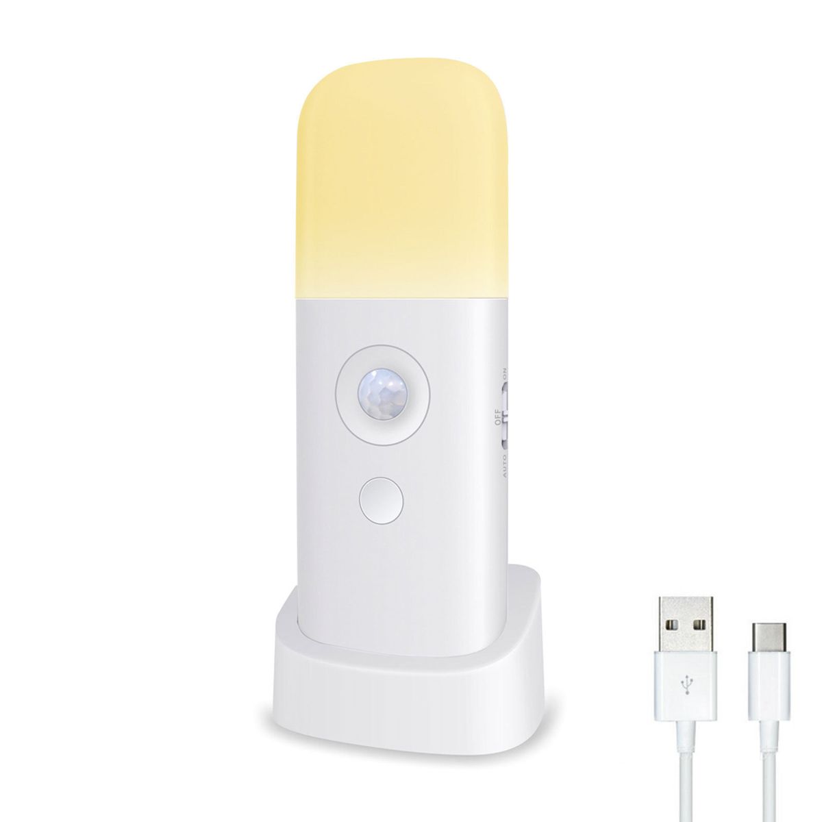 Noćna lampa sa senzorom pokreta za unutarnju upotrebu, punjiva USB LED lampa s mogućnošću prigušivanja, prijenosna noćna lampa s aktivacijom pokreta za dječju sobu i spavaću sobu_voghion.com